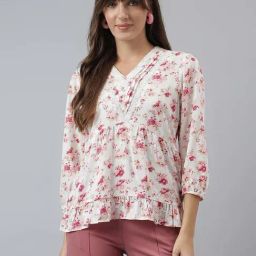Latin Quarters Light Pink Floral Print Top-image-87
