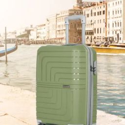 Teakwood Leathers Lkey Olive Textured Small Hard Sided Cabin Trolley-image-69