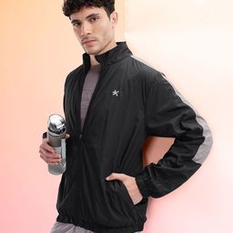 HRX by Hrithik Roshan Contrasting Striped Detail Mock Collar Running Jacket-picture-45
