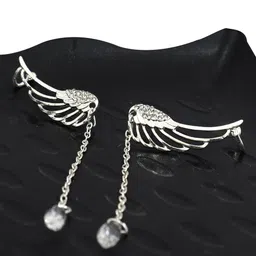 Krelin Silver-Plated Classic Crystal Drop Tassel Angel Wings Ear Cuff-image-39