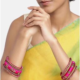Peora Golden Pink Kundan Bangles Set for Women-image-101