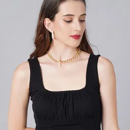 Cation Black Cotton Fitted Crop Top-image-60