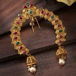 Peora Ethnic Gold-Plated Juda Pins With Pearl Jhumki Drops Wedding Hair Accessories-image-31
