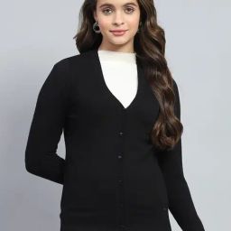 Monte Carlo Black Wool Blend Solid Full Sleeve Cardigan-image-57