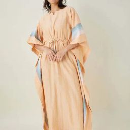 The Kaftan Company Peach Cotton Striped Kaftan-image-68