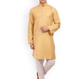 Wintage Beige & White Cotton & Silk Kurta Pyjama-picture-6