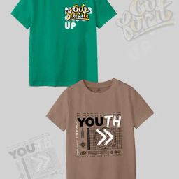 Codez Kids Green & Brown Printed T-Shirt (Pack Of 2)-image-52