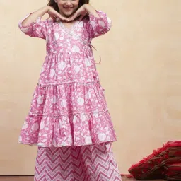 Biba Girls Pink Cotton Printed Suit Sets-image-77