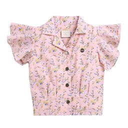 Tiny Girl Floral Print Flutter Sleeve Top-picture-4