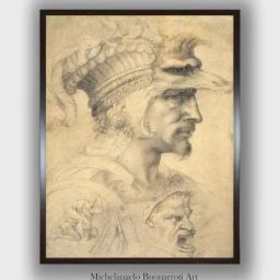 The Art House Black & White Ideal Head of a Warrior Wooden Framed Canvas Painting Wall Art-image-100