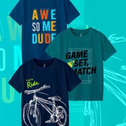Codez Kids Blue & Green Printed T-Shirt (Pack Of 3)-image-93