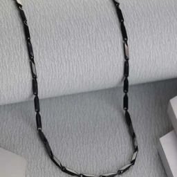 Bold by Priyaasi Black Cuboids Link Chain for Men-15