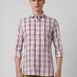 Van Heusen White Cotton Slim Fit Checks Shirt-picture-5