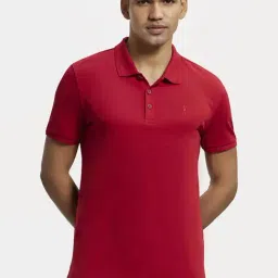 Jockey 3912 Red Super Combed Cotton Rich Half Sleeves Polo T-Shirt-image-71