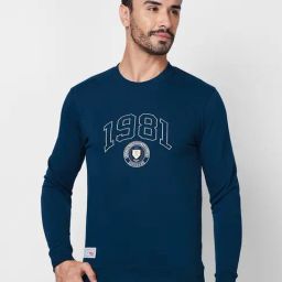 Giordano Deep Teal Regular Fit Printed Sweatshirt-14