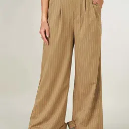 People by Pantaloons Khaki Striped Pant-image-21
