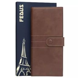 FEDUS Premium Long Passport Holder Faux Leather, D-Brown, RFID Protected Travel Accessories-image-48