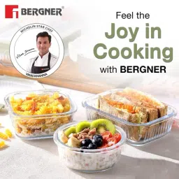Bergner Borosilicate Transparent Rectangular Tiffin box with Air Tight Lid (1.5 L) image 2