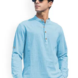 TrendiVastra Mandarin Collar Cotton Short Kurta-image-29