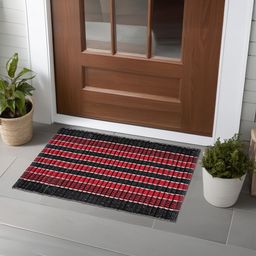 Kuber Industries Brown & Blue 3 Pieces Textured Cotton Anti-Slip Doormats-18