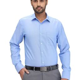 Park Avenue Blue Slim Fit Texture Shirt-image-76