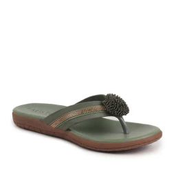 Fausto Women's Olive Thong Sandals-image-9