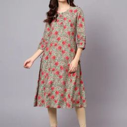 Cantabil Green Floral Print Kurta-picture-12