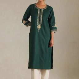 Soch Green Regular Fit Embroidered Kurtas-image-60