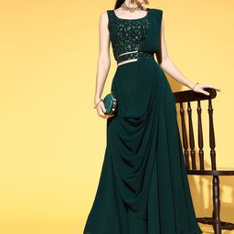 Libas Enchanting Green Colour Classy Embroidered Lehenga with Solid Choli-12