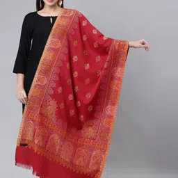 Pashmoda Women Maroon Woven-Design Shawl-29