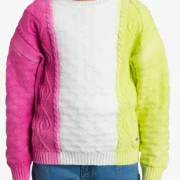 Ed-A-Mamma Girls Multi Cotton Self Design Sweater-image-39