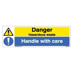 SUNSIGNS  Danger Hazardous Waste, Handle With Care Signages Size 600x200 mm HP Print + Vinyl, SN0156-image-30