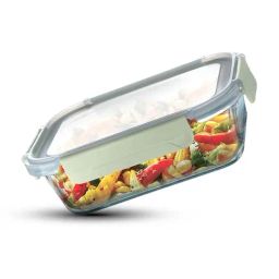 Bergner Borosilicate Green Rectangular Tiffin box with Air Tight Lid (1.5 L)-0
