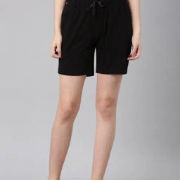 TWIN BIRDS Black Cotton Plain Night Shorts-image-56