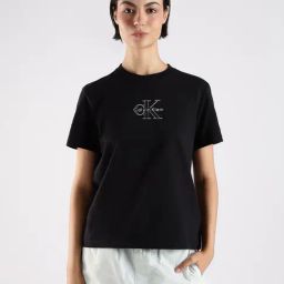 Calvin Klein Jeans Black Cotton Regular Fit Logo Printed T-Shirt-picture-8
