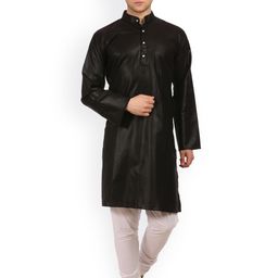 Wintage Black & White Cotton & Silk Kurta Pyjama-image-6