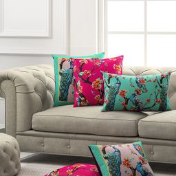 SEJ by Nisha Gupta Set of 5 Floral Square Cushion Covers-24
