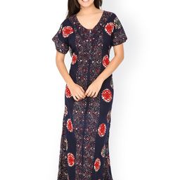 Secret Wish Navy Printed Maxi Nightdress NT-136-image-48