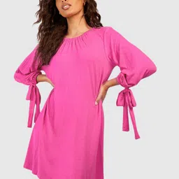 Boohoo Tie-Up Sleeves A-Line Mini Dress-picture-8