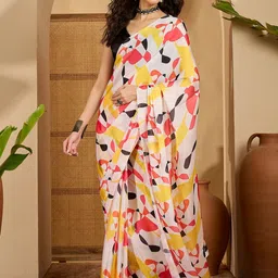 Sangria Abstract Printed Saree With Unstitched Blouse image 4