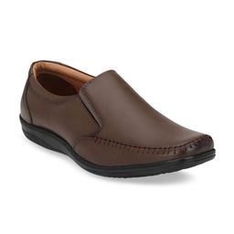 Fentacia Men Brown Leather Formal Slip-On Shoes-image-78