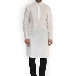 KISAH Men White & Black Solid Kurta with Churidar-picture-17
