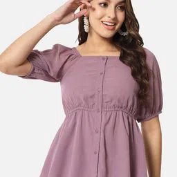 ALL WAYS YOU Puff Sleeve Square Neck Georgette Peplum Top-image-34