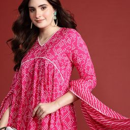 Anouk Bandhani Print Kurta with Trousers & Dupatta-14