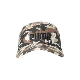 Puma Unisex Olive Green & Brown Camouflage Printed Style Logo Baseball Cap-82