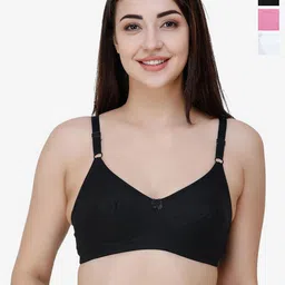 College Girl Women Pack of 3 Full Coverage Non Padded Cotton Bra-image-45