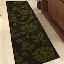 Saral Home Unisex Olive Green & Brown Floral Antiskid Floor Runner-29
