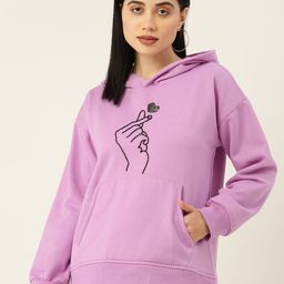 Antheaa Women Purple Printed Hooded Sweatshirt-image-96