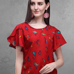 Oomph! Conversational Printed Flutter Sleeves Top-image-17