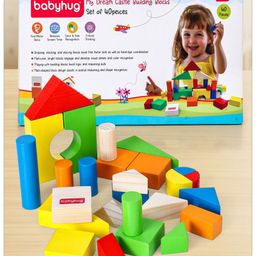 Babyhug My Dream Castle Wooden Building Blocks Set Of 40 Pieces - Multicolour-16